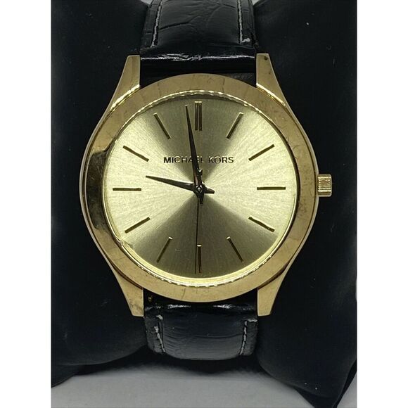 Michael Kors Runway MK3179 Women's Black Leather Analog Dial Quartz Watch XR736 - Picture 2 of 12